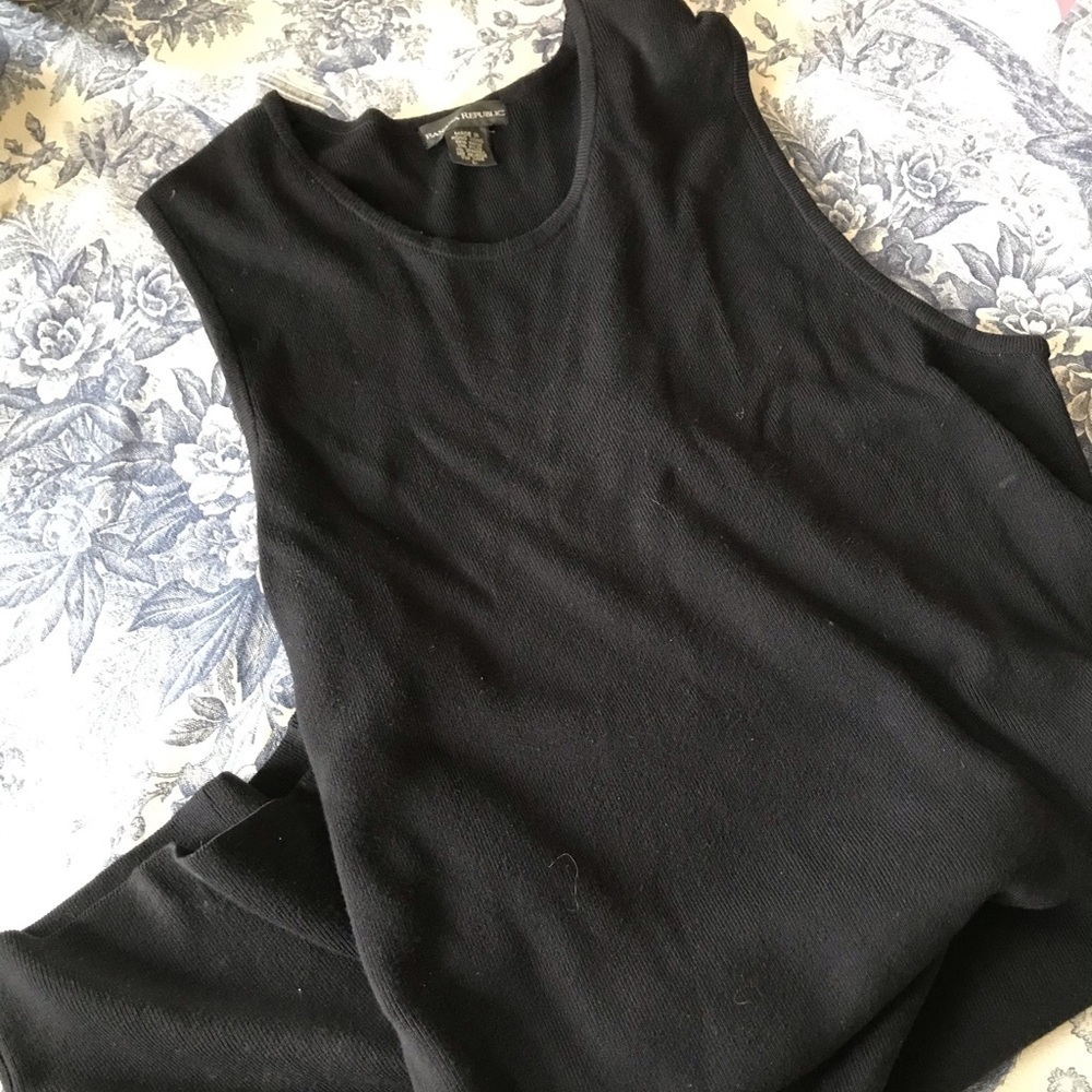 Banana Republic Sleeveless Sweater Dress Women’s Black Crewneck Stretch Size L - Picture 4 of 6